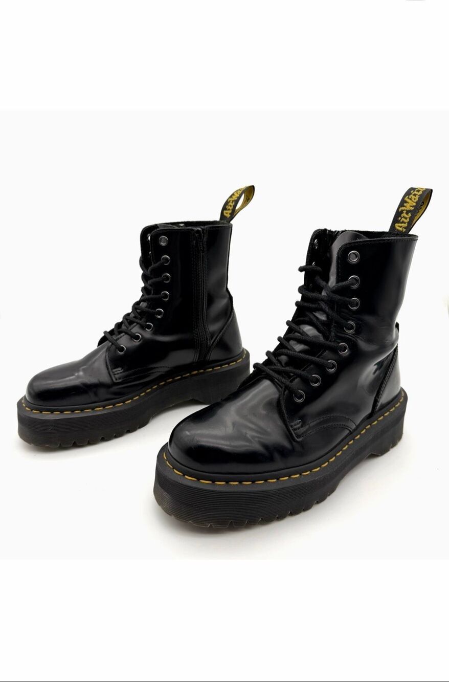 DR MARTENS Jadon Black Smooth Boots Size US 7 Side Zip Leather Platform